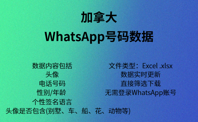 加拿大WhatsApp数据购买-WhatsApp号码